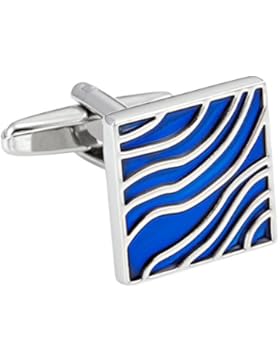 Coole Manschettenknöpfe für Männer Blaue Wellen Emaille Design auf Edelstahl