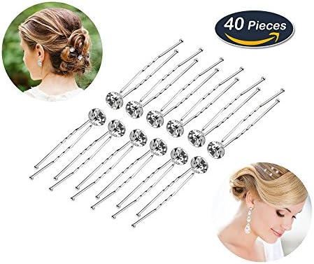 40 Pieces Bridal Wedding Hair Pins Decorative Rhinestone Hair Clips Accessories for Women Girls