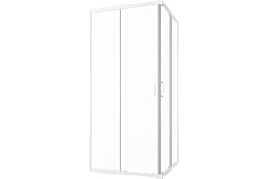 PARAMA Box Doccia Angolare 75x75 cm Vetro Trasparente 4 mm Profili Bianchi h185cm mod. Grenada