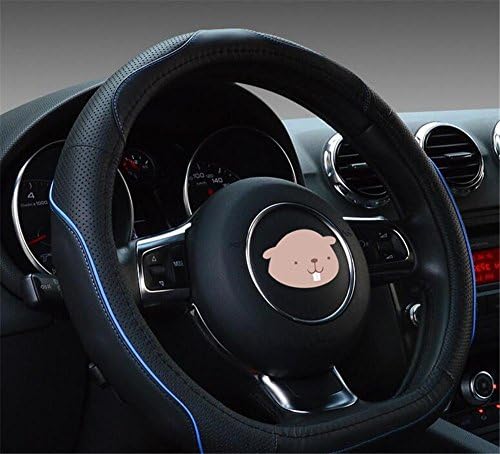 KRISMILEN D-Ring Leather Steering Wheel Cover Breathable Anti-slip Protector Auto Truck SUV Van , blue