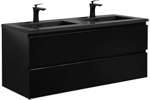 Badplaats B.V. Mobile Bagno Angela 120 cm Nero Opaco - Lavello Nero - Mobile Base per lavandino del Bagno
