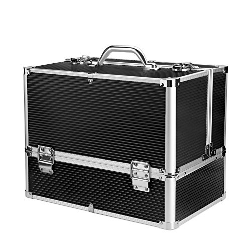 Beauty Cosmetic Jewellery Box/case - Aluminium Make up Vanity Case Cosmetic Bag Jewelry box Nail Saloon case black