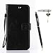 Produktbild Samsung Continuum Hülle, Samsung Galaxy S Schutzhülle, Alfort 3 in 1 Lederhülle / handyhüllen Fashion Design Premium PU Leder Hohe Qualität Tasche Case Cover Kasten Abdeckung Wallet für Samsung Continuum / Samsung Galaxy S Aka sch-i400 3.4" Smartphone Funktion Standfunktion Unterstützte Telefone und Magnetverschluss mit Schmetterling ( Schwarz ) + Alfort Schwarz Stylus Pen + Netter Staub Stecker