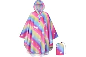 HAGOT Regenponcho Kinder, Rege Nmantel Leichter Kinder Regenjacke, Wiederverwendbar Wasserdicht Regencape Kinder, Wasserdichter Kleinkind Regenponcho, mit Kapuze und Ärmeln, für Mädchen Jungen