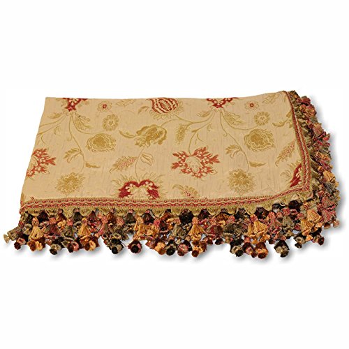 Riva Paoletti Lucerne Throw - Gold Yellow - Floral Jacquard Design - Onion Tassel Fringing - Bullion