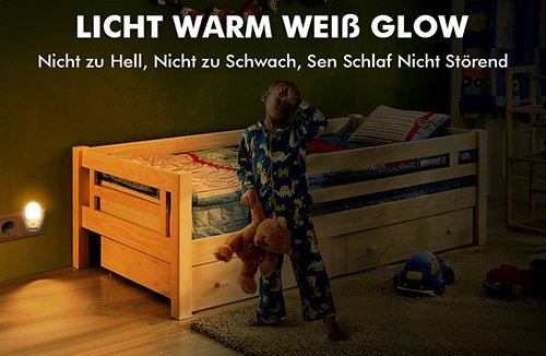 Emotionlite LED Nachtlicht mit Bewegungssensor und Dämmerungssensor Plug in Kinder Nachtlicht Sehr gut für Kinderschlafzimmer Badezimmer Flur Treppenaufgang Korridor Einbauschrank oder ein dunkles Zimmer Warmesweißes 2700K - 5