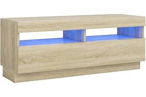 vidaXL Armario TV con Luces LED Soporte Mobiliario Aparador Estante Salón Sala de Estar Dormitorio Decoración Color Roble Sonoma 100x35x40 cm
