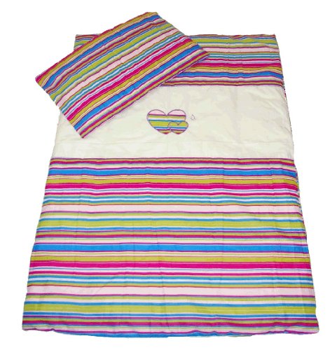 Baby's Comfort Baby Bedding Set Duvet Cover and Pillowcase (2-Piece, Magentha Strips/White)