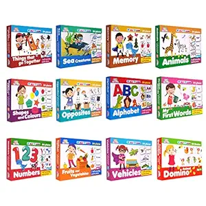 puzzle Set for Kids , 2 shelf Jigsaw Preschool & Paygroup Educational Puzzle kids toys for age 3 to 5 year baby boys & girls , childs easy activity learning board game for kindergarten Childrens Children, 12 box sets