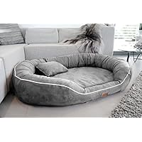 [Gesponsert]tierlando® Nonplusultra MARLON orthopädisches Hundebett mit Visco PLUS Matratze in Velours! SOFT-Lounge! Gr. L XL XXL XXXL | 85 cm bis 220 cm (L 85 x 65 cm, 06| Grau)