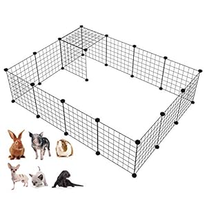 LANGXUN Organizador de los Cubos del Almacenamiento del Alambre de Metal | Productos para Mascotas Cerca de jardín de Alambre metálico (Negro, 16 Paneles)