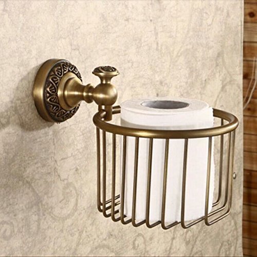 Hiendure® Wandmontage Antik Messing Papierhalter Korb Toilettenpapierhalter WC-Papierrollenhalter - 3