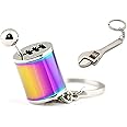 HEAVY DRIVER® 6Speed Creative Auto Part Model Gear Box Keychain Chrome Six-speed Manual Transmission Shift Lever Keyring Key Chain Turbo Car Gear Shift Stick Knob Keyfob