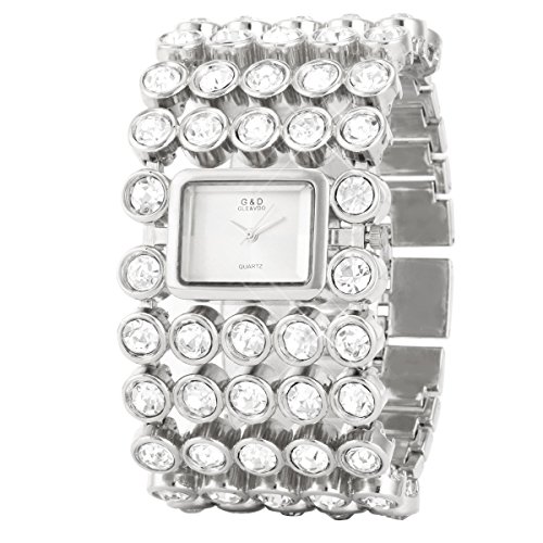 UNIQUEBELLA Elegant Armbanduhr Strass Damenuhr Quarzuhr Edelstahl Armreifen Armkette Vogue Analog Qaurzuhr watch Gift Silber UNIQUEBELLA Elegant Armbanduhr Strass Damenuhr Quarzuhr Edelstahl Armreifen Armkette Vogue Analog Qaurzuhr watch Gift Silber