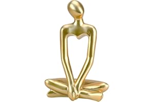 OT-NVWOZR Thinker Statue for Home Decor, Gold Ornaments Resin Figurines for Shelf Decor, Abstract Modern Art Sculpture for Bathroom Living Room Office Decorative Home Accessories (Gold-C)