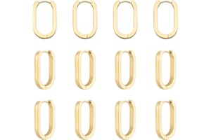 UNICRAFTALE 12pcs Boucles D'Oreilles Créoles Acier Inoxydable Boucles D'Oreilles Créoles Ovales Sans Fin Boucle D'Oreille Dormeuses Boucle D'Oreille Perçantes Géométriques pour Femmes