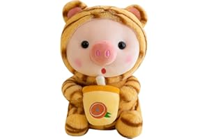 BYNYXI 25 cm, pluszowa świnia, pluszowe zwierzątko, pluszowe zwierzątko, pingwin, żaba, świnia, pluszowe zwierzątko, kubek do herbaty z mlekiem, miękka lalka, prezent dla dzieci, chłopców i dziewcząt