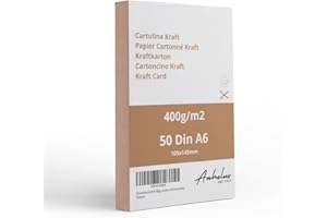 ANHELUS PAPER & DECO 50 Fogli - Cartoncino Kraft Din A6 (105x148,5mm) - 400gr/m2 (0,7mm di spessore) - Cartone Naturale Marrone Extra Forte - Cartoncino creativa spesso per artigianato - Scrapbooking