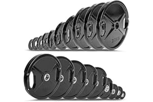 C.P. Sports Olympiascheiben als Paar – GUSS oder GUMMIERT – 0,5 KG bis 30 KG – Hantelscheiben/Gewichte/Weight Plates 50mm aus Gusseisen mit Grifflöchern – für Gewichtheben und Kraftsport