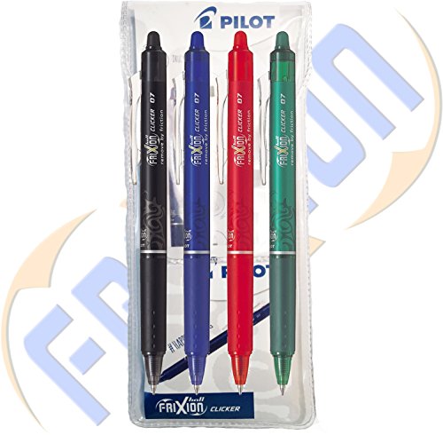 PILOT FRIXION BALL CLICKER 07 - Bolígrafos de tinta (4 unidades), color 