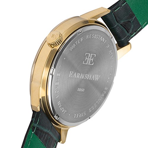 Thomas Earnhshaw Men's Cornwell Sweep Second Retrograde Quartz Watch with Green Dial Analogue Classic Display and Green Leather Strap ES-8060-02