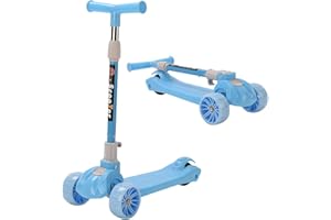 DDMINE Trotinette Enfant 3 Roues de 2 à 10 Ans, Trottinette Evolutive Pliable,Trottinette Trois Roues avec LED Lumières Clignotantes et Guidon Ajustable,Réglable en Hauteur, Filles et Garçons