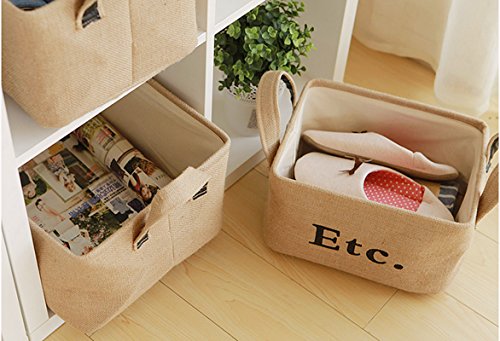 Kimjun Multifunktionale Baumwoll Leinen Wäschesammler Wäschebox Faltbare Wäschekörbe Kinder Spielzeug Aufbewahrungskorb Stoffkorb Aufbewahrungsbox 30*25*18CM (S) - 3