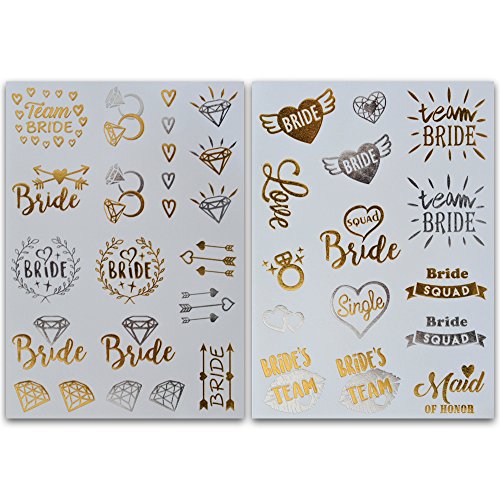 Junggesellinnenabschied Accessoires | Klebetattoos Team Bride Gold | JGA Gadget Set für Frauen – von Ahimsa Glow® - 6