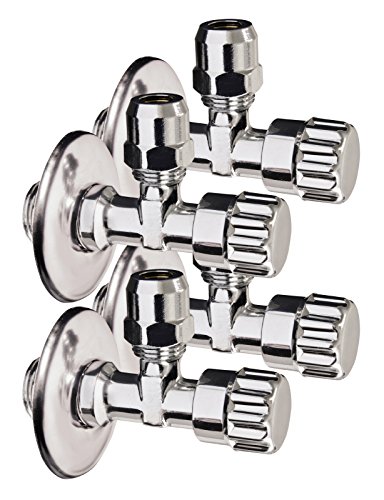 Eckventil mit Schubrosette | 1/2 Zoll | Messing verchromt | 4er-Set
