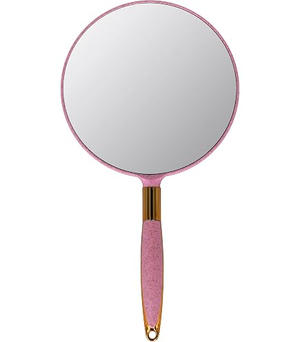 Hosh 2x Tragbarer Make-up-Spiegel Mit Griff – Metall-Spiegel In Pink/Lila – Für Zuhause & Unterwegs