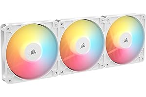 CORSAIR RS120-R Ventole ARGB PWM 120mm Inverse Flow – 3 Pezzi – 8 LED RGB, Connessioni ARGB a +5V, Alta Pressione Statica, Daisy-Chain, Cuscinetto Magnetico, Modalità Zero RPM – Bianco