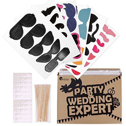 *Versand aus Deutschland* 51 Tlg. Party Foto Verkleidung Schnurrbart Lippen Brille Hüten Photo Booth Props Set Hochzeit Partymitbringsel - 2