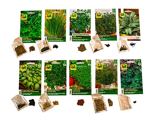 Premium Kräuter Saatgut Sortiment – 10 Sorten – über 60000 Kräutersamen – Vorteilspackung – inklusive praktischem Aufbewahrungskarton - 2