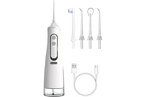 AWLVE Oryzom Kabellose Munddusche testsieger 2025, für Optimale Zahn- & Mundpflege 360° Mundspülung Reinigung / 4 Modi & 4 Düsen/ IPX7 Wasser Flosserfür Ten Heim- und Reisegebrauch (Weiß)