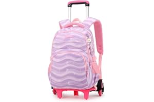 BOUACOUA Mochilas Trolley Mochila con Ruedas Niños Trolley Bolso Mochila Estudiante Ruedas Niñas Mochilas Escolares