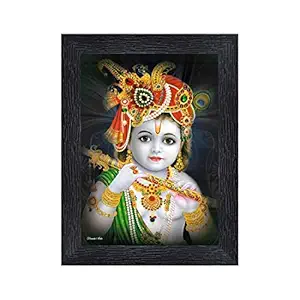 PnF Bal Krishna (Baby) Religious Wood Photo Frames with Acrylic Sheet (Glass) for Worship/Pooja(photoframe,Multicolour,8x6inch)-14617-