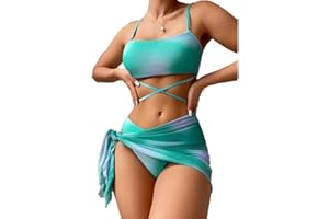 BSLVWG Mujeres Vestido de Bikini de 3 Piezas Halter Bikini Top Sexy Bikini Triangular Parte Inferior bañador de Playa bañador bañador