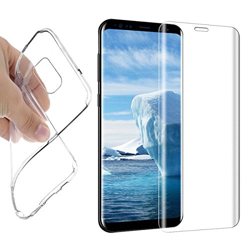 Verre Trempé Samsung Galaxy S8, Film Protection en Verre trempé écran Protecteur vitre +Coque Gel En Silicone Transparent pour Samsung Galaxy S8 Verre Trempé Samsung Galaxy S8, Film Protection en Verre trempé écran Protecteur vitre +Coque Gel En Silicone Transparent pour Samsung Galaxy S8