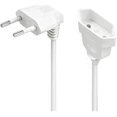 90&deg; Flat European Plug Extension Cable 2.5A 250V 0.3M for TV PC Lamp | European Short Extension Cable for Monitor Appliances
