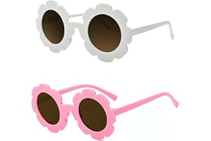 ALIDOU 2 Pairs Baby Sunglasses 6-12 Months and Above, Kids Sunglasses Girls with UV385 Protection, Summer Toddler Glasses Accessories with Flexible Cute Round Flower Frame for Infant Baby Girls and Boys