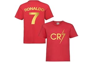 BLACKMACAW Kids Ronaldo Inspired Soccer T Shirt Footy Merch Ronaldo TEEs Boys Girls Gift Top Tee 5-13yrs Number 7# 7 CR7 Cristiano Ronaldo T-Shirt