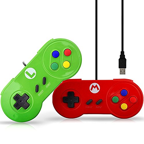 Preisvergleich Produktbild GAMEGUGU Gamepad,Spiel-Controller, Verdrahteter Gamepad Pc Exklusiver Kundenspezifischer Steuerknüppel USB-Prüfer Für SNES Controlers Für Xiaomi Acer-Laptop Pc Gamepads, Rot und Grün