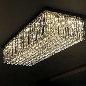 Sanleen Enterprises Crystal Rain Drop Rectangle Chandelier Modern & Contemporary Ceiling Pendant Light - 3 x 2 Feet