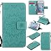 Produktbild Lonchee Apple iPhone 6/6S(4.7 Zoll) Leder Wallet Tasche Brieftasche Schutzhülle , Sonnenblumen geprägten Muster Design Hochwertige PU Leder Folio Tasche Case Hülle im Bookstyle mit Standfunktion Kredit Kartenfächer (grün)
