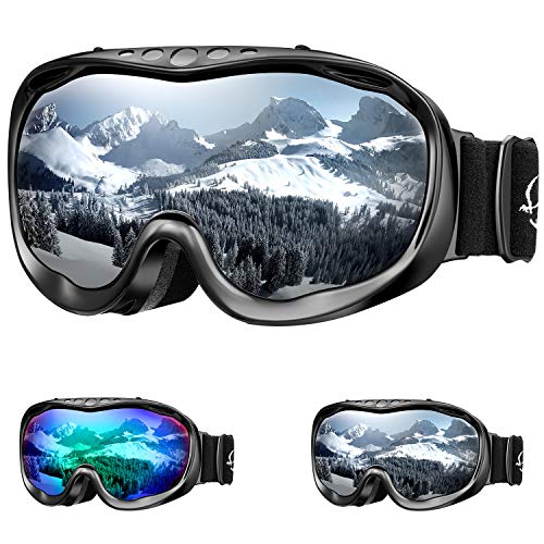 ENKEEO Maschera da Sci, Occhiali da Snowboard Full Frame, Anti-Nebbia, Anti-graffio e Anti-Vento,100% Protezione UV400, Telaio Curvabile, Ideale per Sport Invernali, Unisex (Grigio Argento)