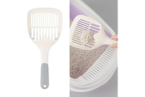 Hahhhha Plastic Litter Scoop, Cat Litter Scooper with Non-Slip Handle, Durable and Easy to Clean Non-Slip Handle, Cat Litter Scoop for Cat Litter Box Cleaning(Grey+White)