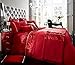 Produktbild Bettwäsche-Set, neuer Luxus-Bettbezug mit Kissenbezug, gesteppt | Doppelbett Bettbezug | Stil „Verina“, 50 % Baumwolle / 50 % Polyester, Alina Red, Doppelbett