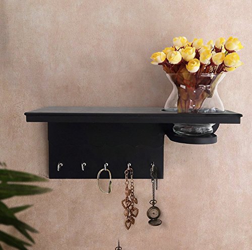 TIED RIBBONS Wall Mounted Key Holder/Key Rack Hooks with Décor Shelf with Flower Vase and Flower Bunches | diwali lighting decoration | tealight wall scones | lightings decorations for diwali | corporate gifts for clients