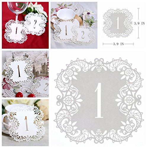 hyalinität & Dora Hochzeit Tisch Zahlen 1–20 Tischkarten für Hochzeit oder Party oder Event - 3