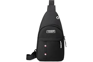 HZAOPZE Sac Poitrine Homme Crossover Bag, avec Prise Casque de Charge USB Sac à bandoulière réglable Sling Bag Sac à Dos étanche pour Homme Femme Sports Voyage Randonnée Camping(1 pcs, Noir)